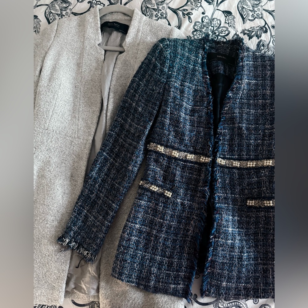 BUNDLE 2 Blazers Zara Navy Tweed with Pearl and Grey